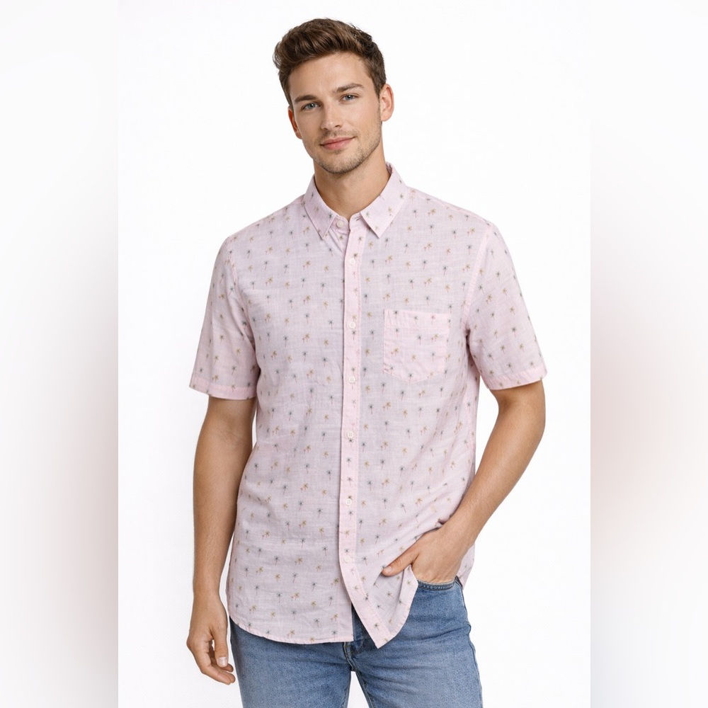 Marine Layer Men’s Coral Palm Tree Button Down Size Medium - Picture 1 of 6